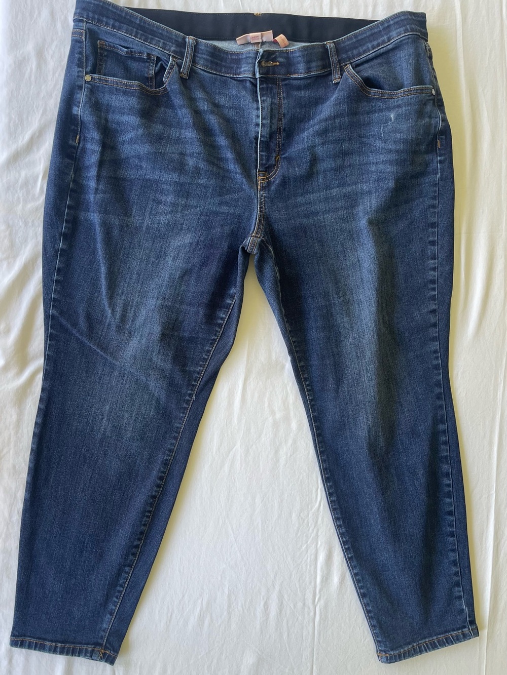 EVRI More Curvy Skinny Jeans Dark Wash Plus Size 22W Elastic Waist Denim